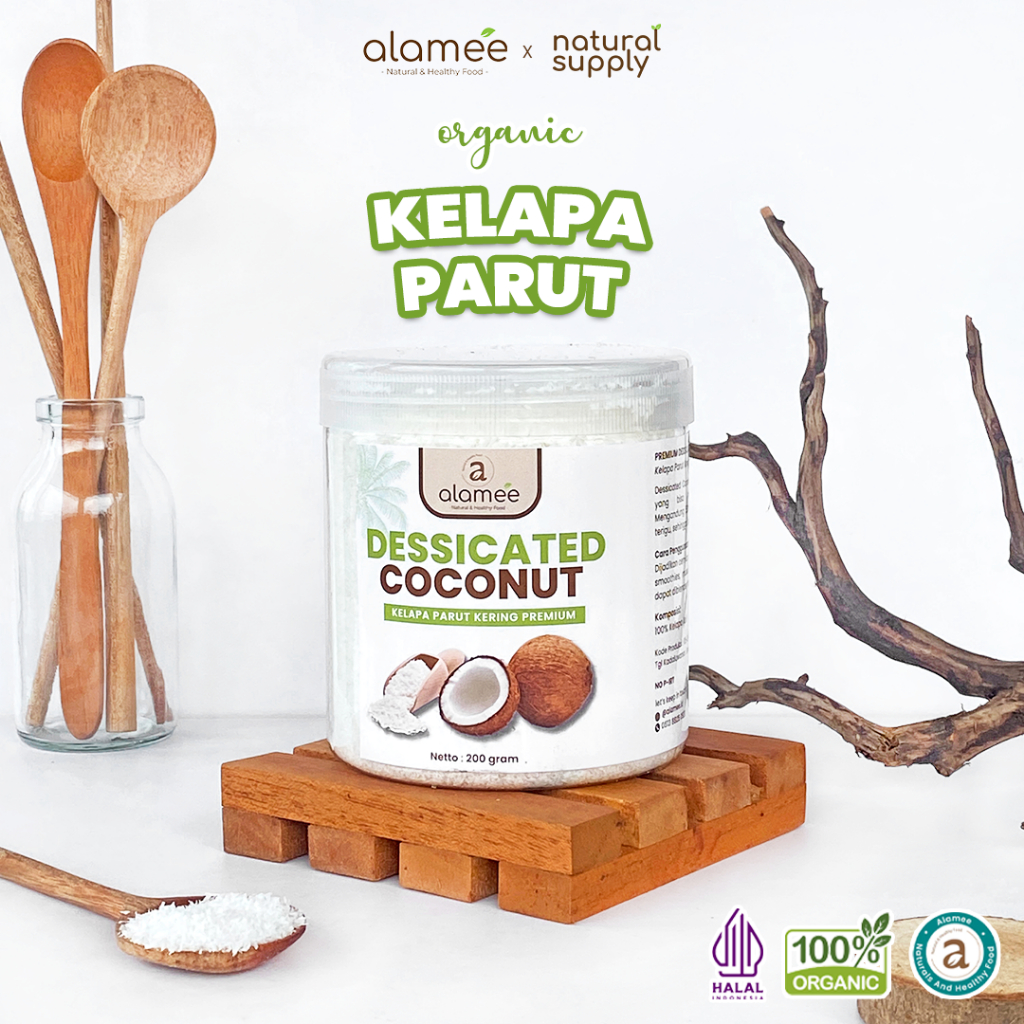 

ALAMEE Dessicate Coconut Kelapa Parut Kering Coconut Flakes Topping Kue Kelapa Kering 200gr