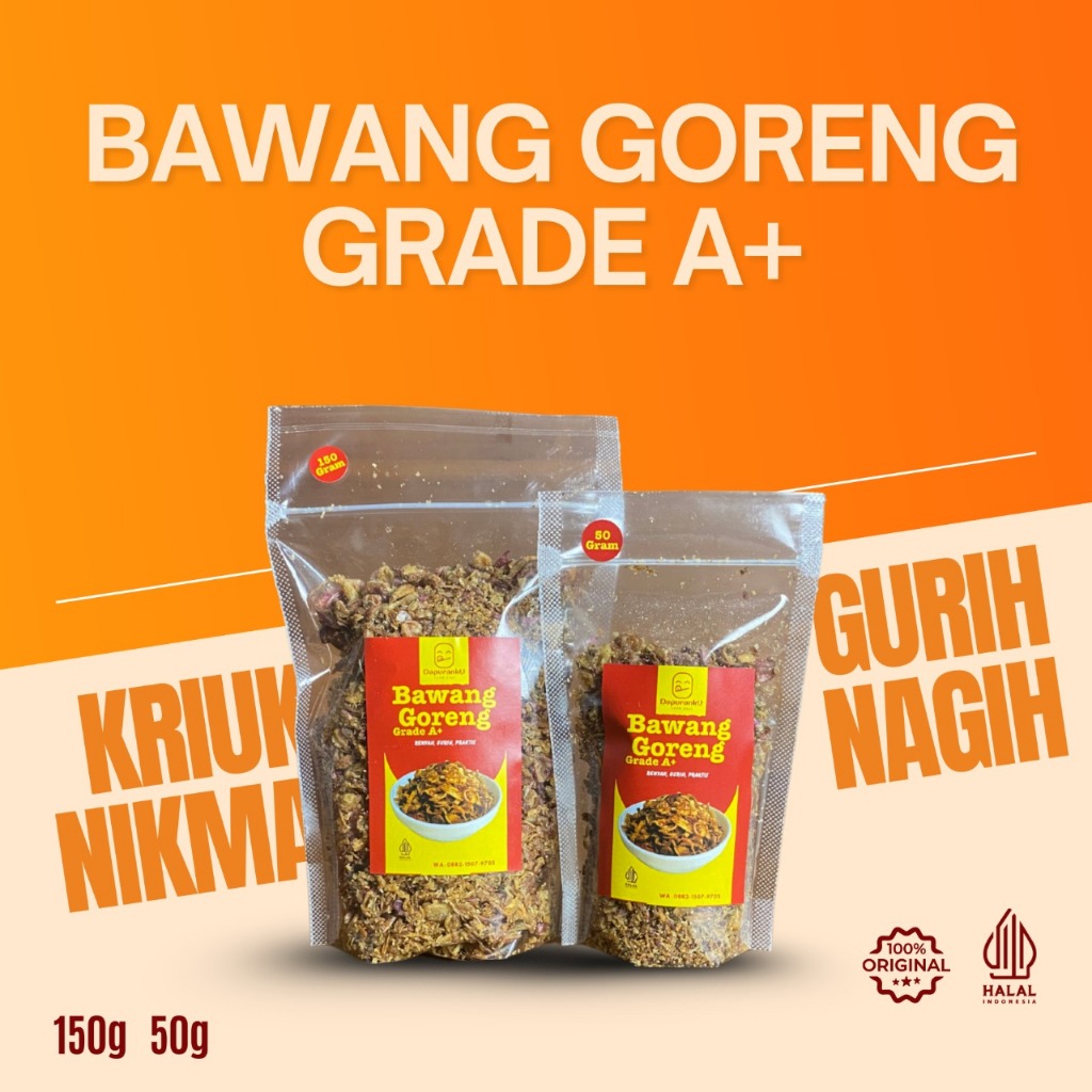 

Bawang Goreng Brebes Grade A 50gr 150gr Gurih dan Renyah Dapuranku Lauk Saji