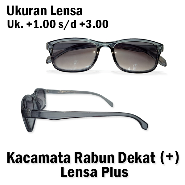 Kacamata Hitam Lensa Plus (+) U.K +1.00 s/d +3.00 Pria Wanita Baca Jarak Dekat Gagang PER Kacamata F