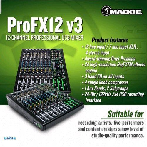 Mixer Audio Mackie ProFX12v3 12 Channel Mixer Mackie Pro Fx12v3 ProFx12 V3 Original