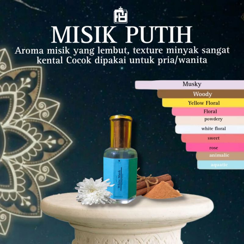 Misik Putih Asli Non Alkohol Misik Putih Parfum White Musk Roll On Bibit Arab Saudi Tanpa campuran 1