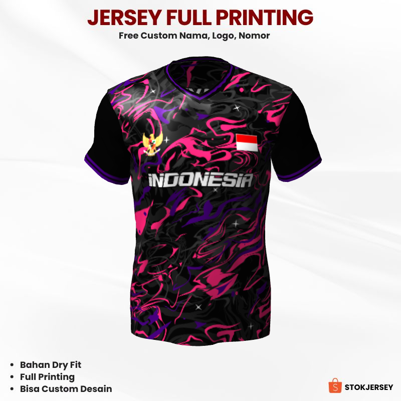Kaos Jersey Futsal Hitam Pink Abu Motif Abstrak 408 - Jersey Olahraga Custom