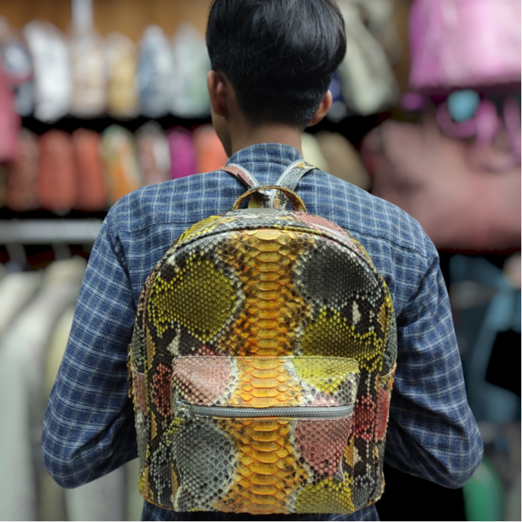 Tas Ransel V Kulit Ular/Mini Backpack/Tas Ransel Mini - Snake Skin Leather Backpack Size 30cm
