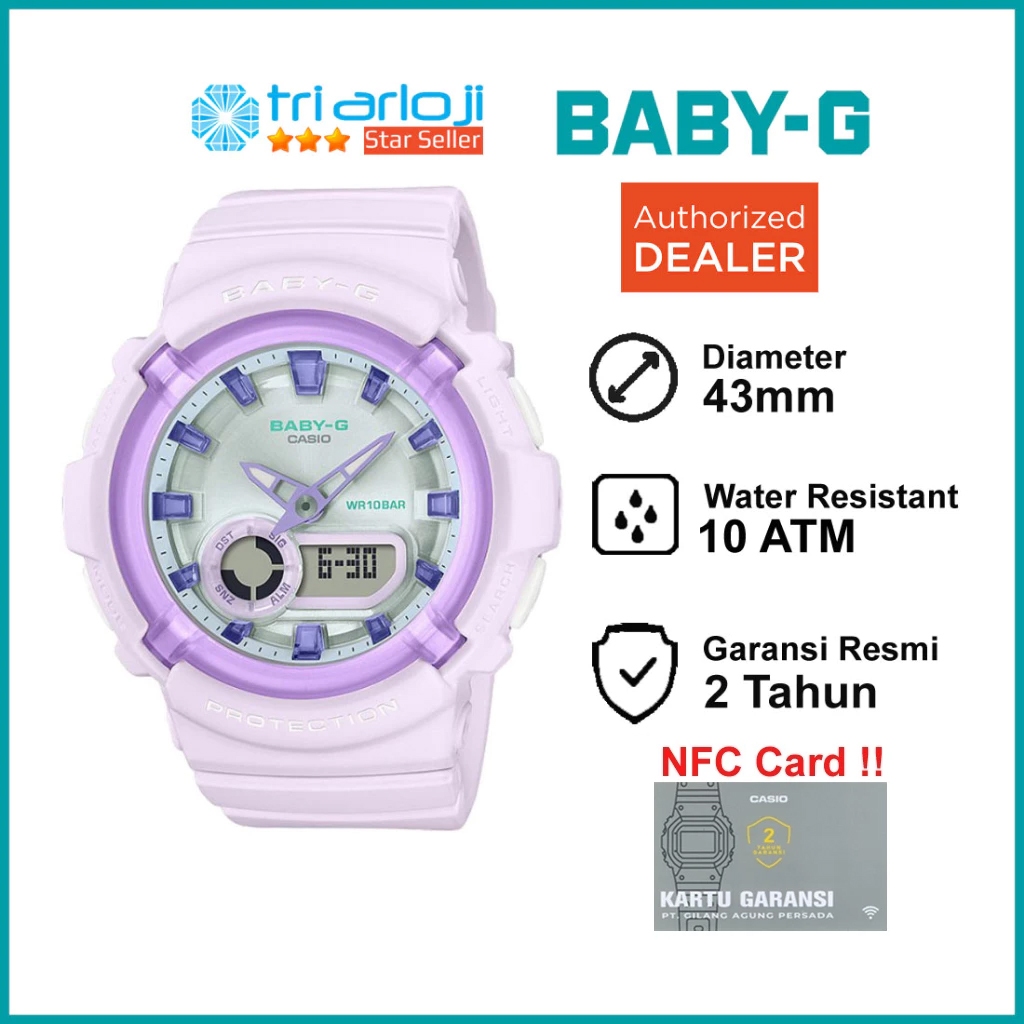 Casio Baby-G BGA-280SW-6ADR Jam Tangan Wanita Analog Digital Ungu BabyG BGA-280SW-6A BGA280