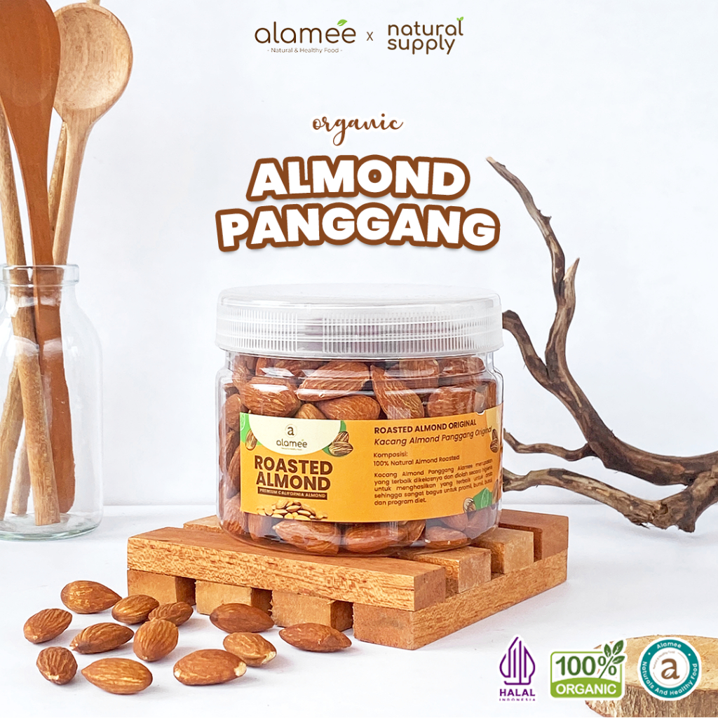 

ALAMEE Kacang Almond Panggang Natural Roasted Roast Almon Oven Siap Makan Grade A 150 Gram naturalsupply