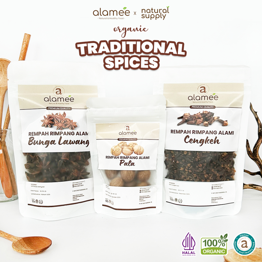 

ALAMEE Bumbu Dapur Rempah Rimpang Temulawak Kayu Manis Jahe Kunyit Lada Hitam Kencur Ketumbar Kering naturalsupply