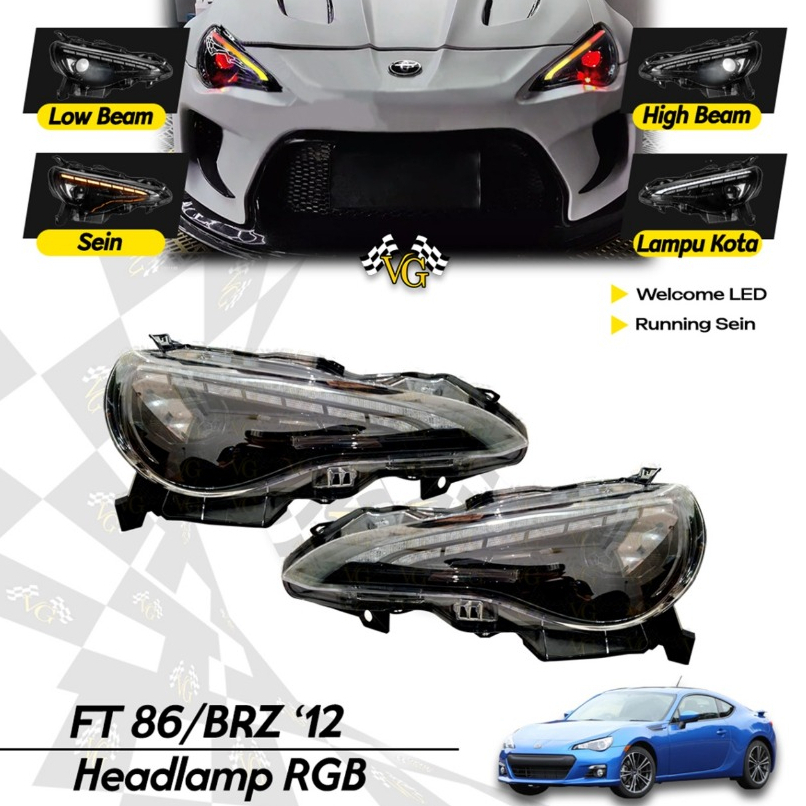 Headlamp RGB FT 86 BRZ 2012 Subaru BRZ Toyota 86 LED Welcome & Running Sein