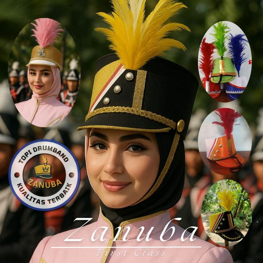 Topi Drumband +Bulu Bisa Request Warna dan Model