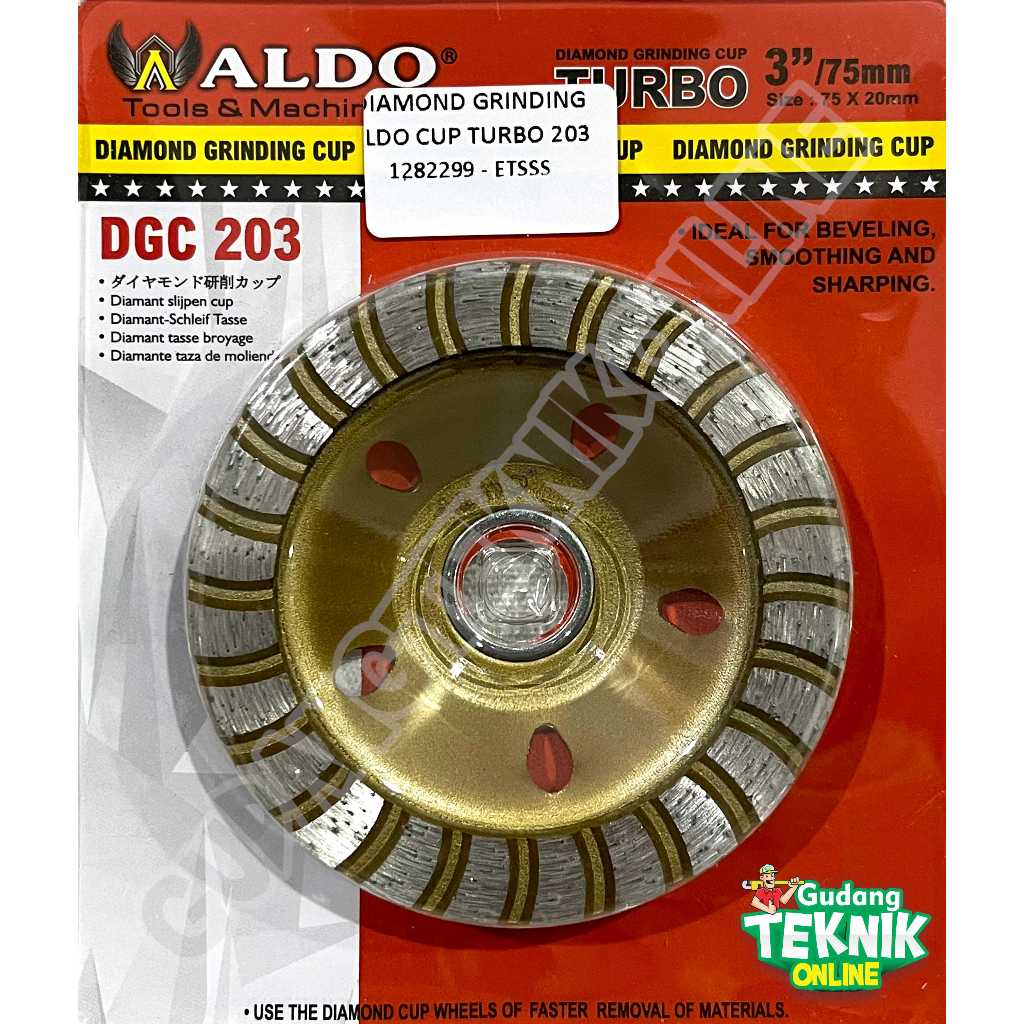 ALDO Diamond Grinding Wheel Cup 3" ALDO 203 TURBO MANGKOK CUP / Mata Gerinda Poles Granit Granite Be