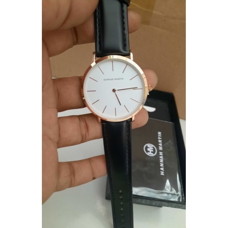 Jam tangan pria fashion hanah martin model tipis tali kulit