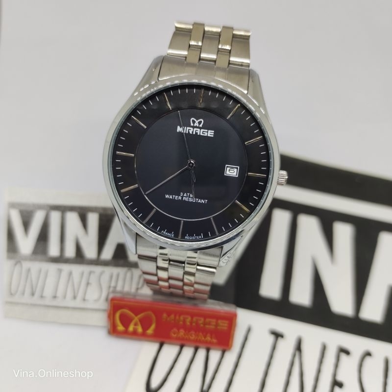 MIRAGE WATCH ORIGINAL JAM TANGAN Pria TIPIS TANGGAL AKTIF