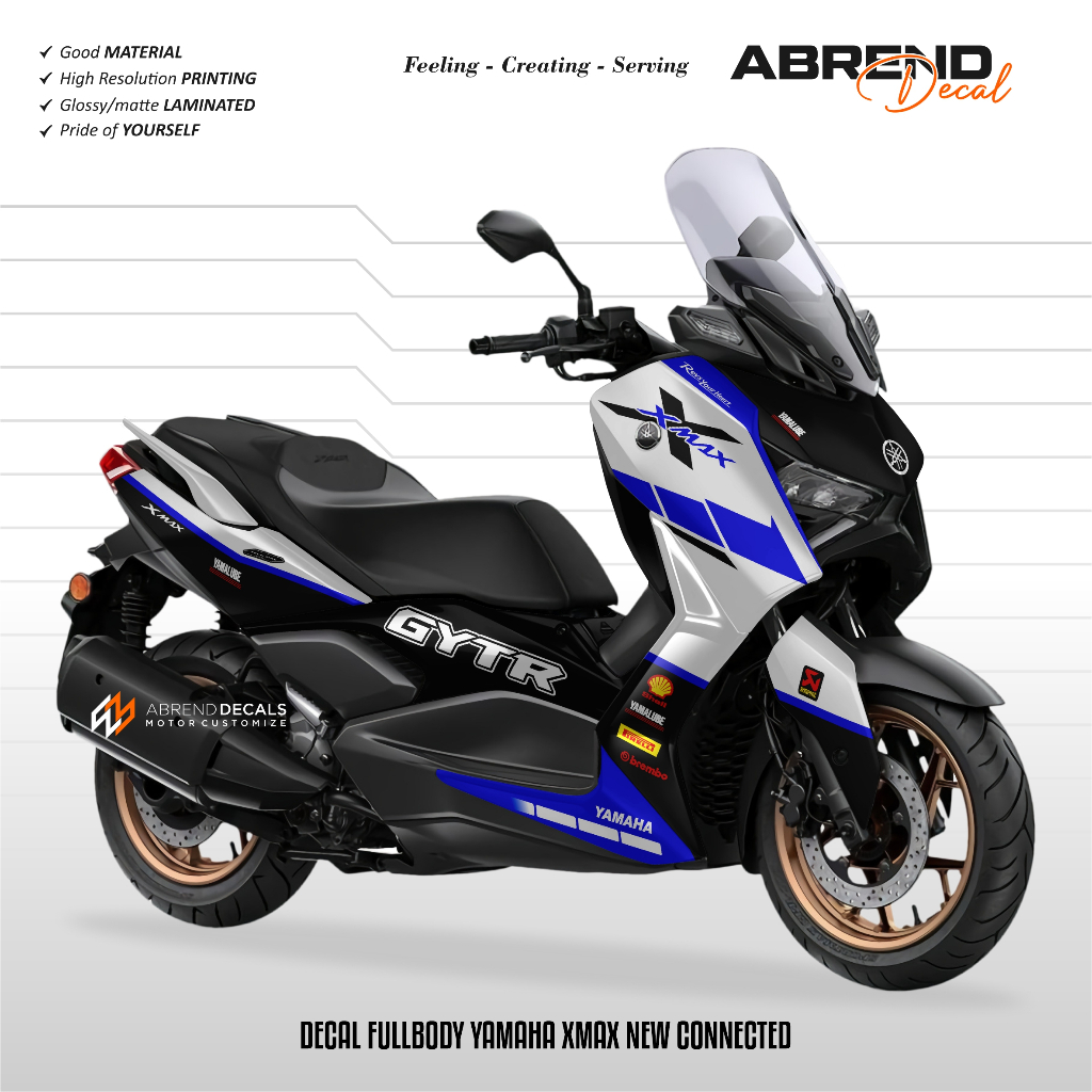 Decal Fullbody Yamaha Xmax New Connected Livery Grafis GYTR Custom / Stiker Motor X-max Stock Decals