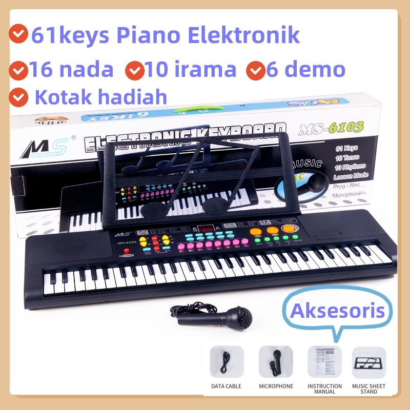 MS Keyboard Elektronik Piano 61 Kepala/PIANO 61KEYS PIANO ELEKTRONIK PEMULA PIANO MAINAN ANAK-ANAK S