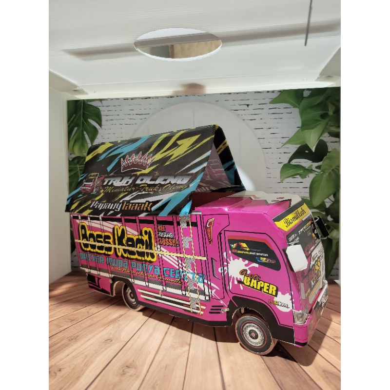 promo mainan miniatur truck oleng BOS KECIL bahan kayu termirah terlaris remot kontrol