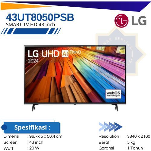 LG Smart TV 43 Inch 43UT8050 / 43UT8050PSB / 43UT80 4K UHD High End 60HZ - HDR10