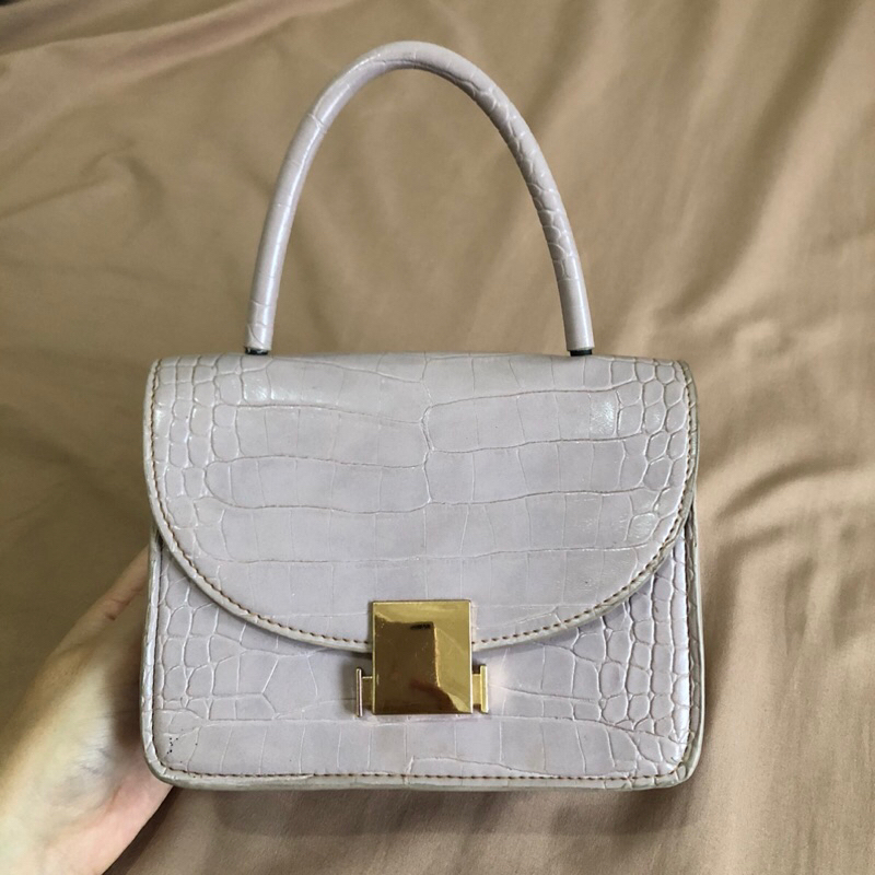 [preloved] Tas Croco Soft Purple (Ungu Muda) Tali Rantai Bisa Lepas Pasang
