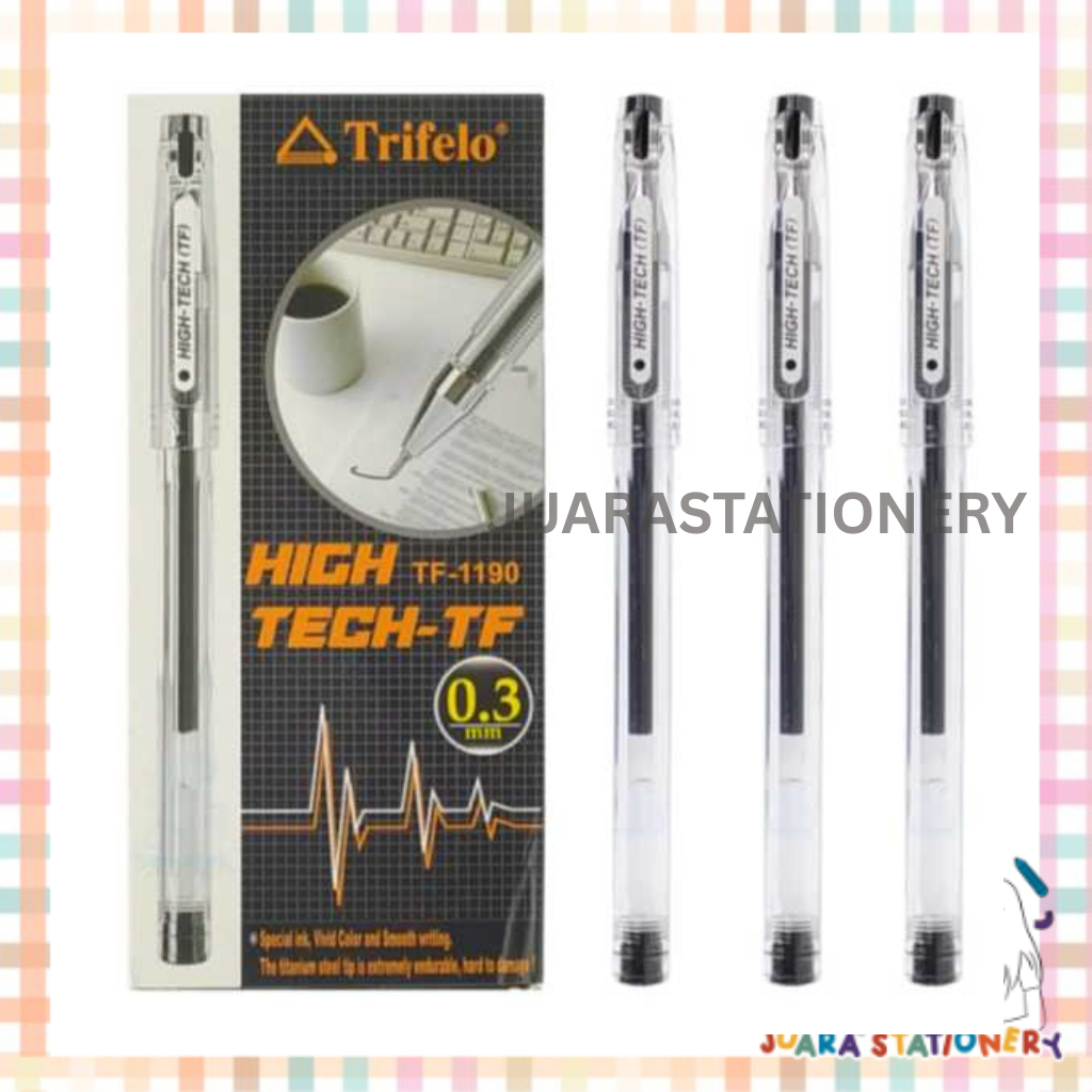 

(183) JUARASTATIONERY Pulpen Hitech Trifelo TF-1190 Hitam 0.3mm / Pulpen Gel Pulpen Hitech Premium