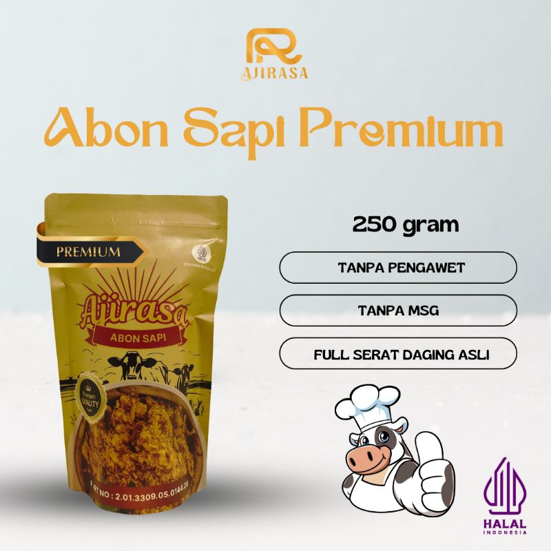 

Abon Sapi Premium AJIRASA 250gr Nikmat dan Crunchy / Abon Sapi Asli / Abon Sapi Boyolali
