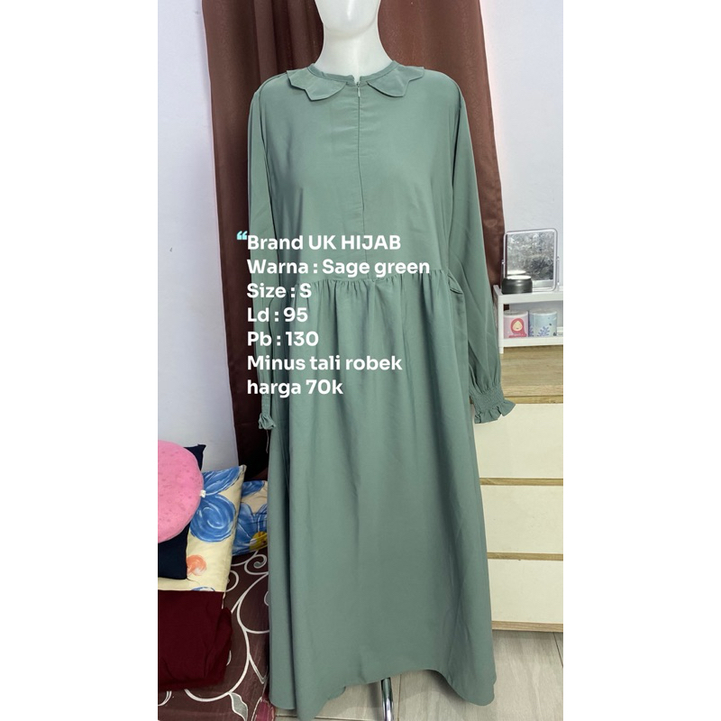 Prelove set gamis sage by uk hijab (baca deskripsi)