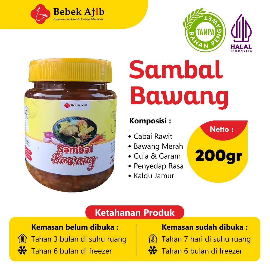 

Sambal Bawang/Hijau/Merah 200 gram Sambal Bebek Ajib