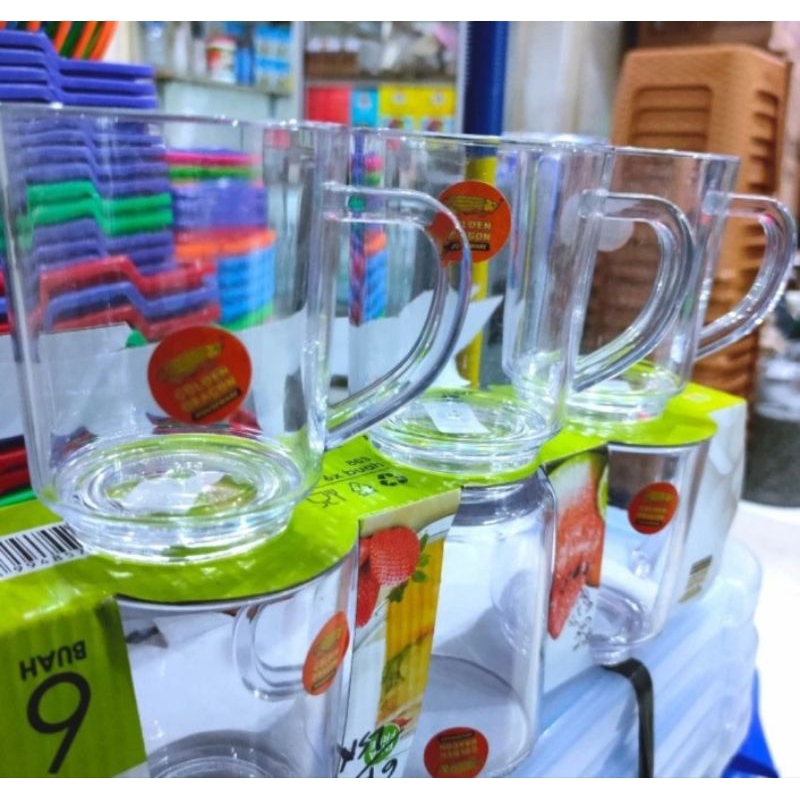 gelas Akrilik 270 ml | melamin golden dragon bening