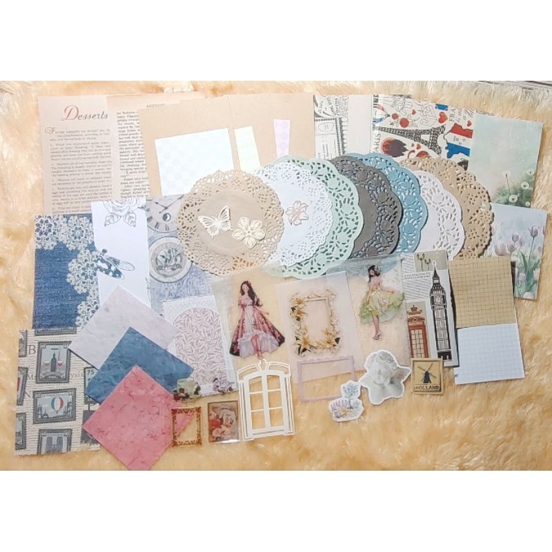 

Journal book 45 pcs old vintage cutting kertas aesthetic scrapbook custom