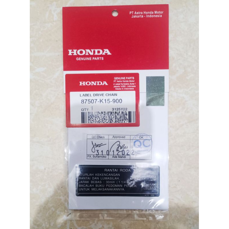 STIKER DETAIL TUTUP RANTAI KATENGKAS BISA UNTUK ASTRA 800 PRIMA GRAND WIN SUPRA LABEL DRIVE CHAIN IN
