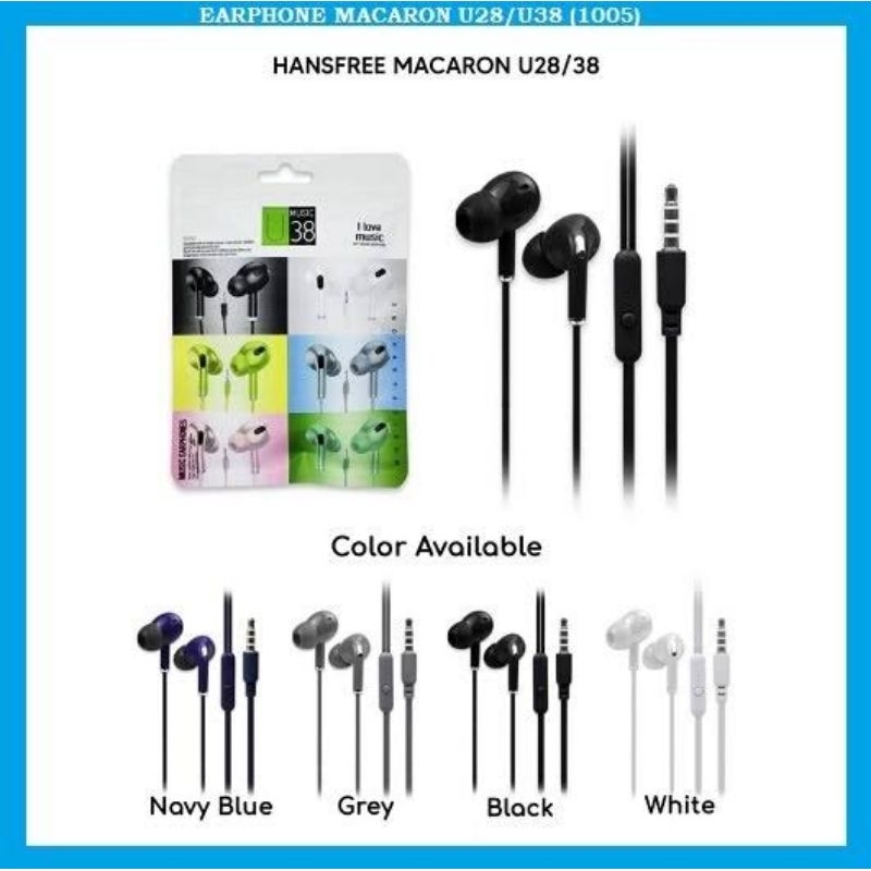 HF Headset Stereo HF - U28/U38 Extra Bass Warna Macaron Harga Murah kwalitas bagus