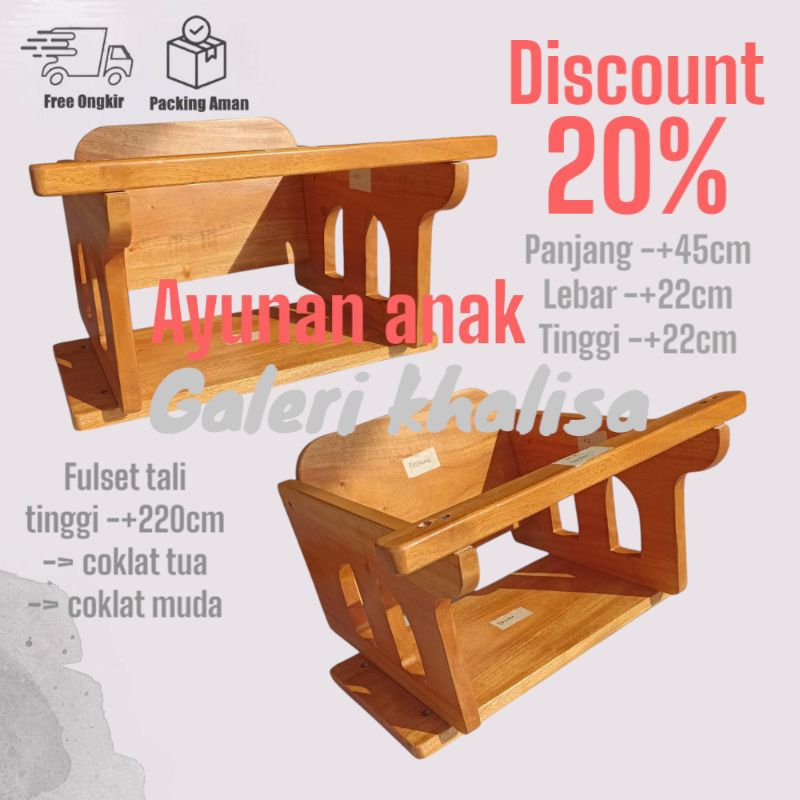 Wooden swing kit, Ayunan brakiasi, Mainan Perosotan Anak, Ayunan balita, Ayunan Tali Tambang