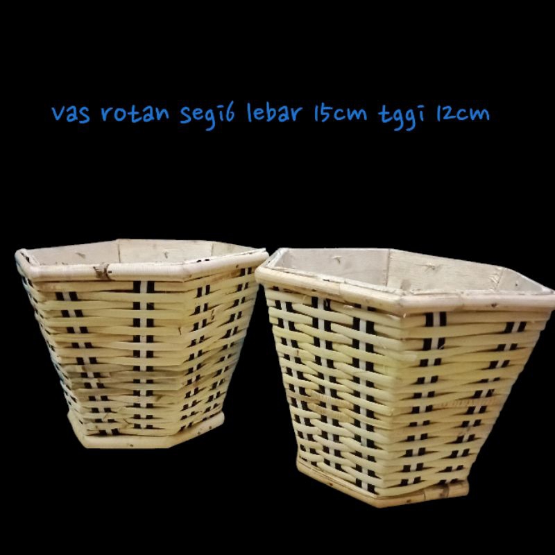 pot rotan kotak tingi 10 lebar 11cm vas rotan