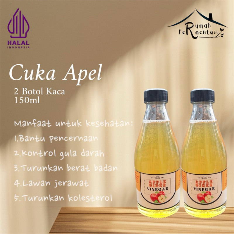 

[PAKET HEMAT] Apple Cider Vinegar (Cuka Apel) with 'Mother' 150ml x 2 pcs | by Rumah Fermentasi