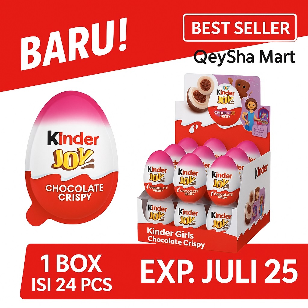 

Kinder Joy Girls Original 1 Box Isi 24pcs – Coklat & Mainan – HALAL – Exp Juli 2025