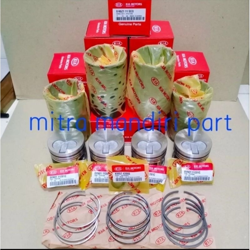 PISTON ASSY + RING PISTON + LINER BORING KIT SET PAKET TURUN MESIN KIA CARNIVAL DIESEL ASLI ORI