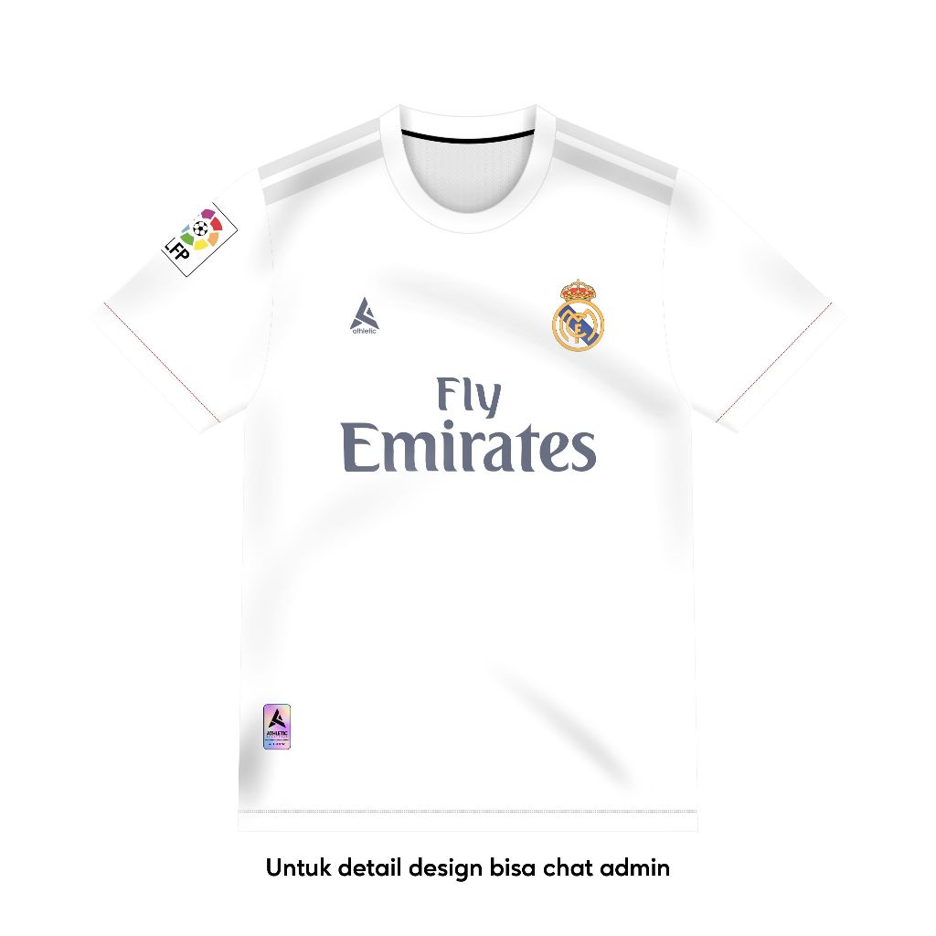 ATHLETIC SPORTWEAR - Jersey Vintage Bola Fantasy Real Madrid Home 2015-16 Fullprinting Casual - Atas