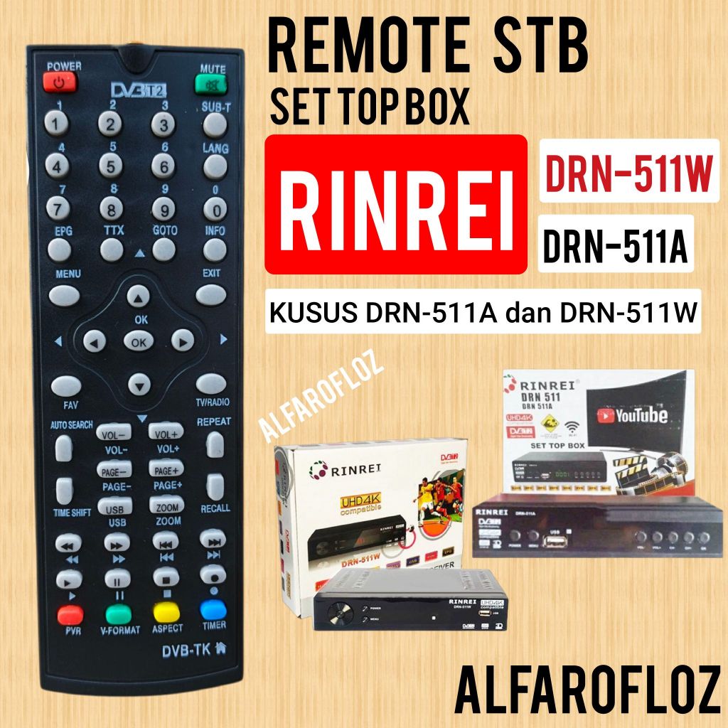 Stb Remote set top box  RINREI DRN-511A  DRN-511W langsung pakai tanpa setting