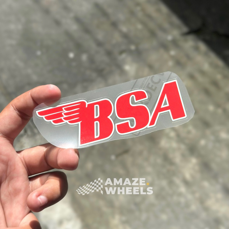 Sticker BSA Motorcycle Merah (besar)