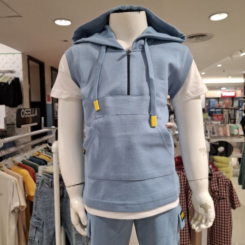 Osella Baju Hoodie Anak Laki Laki Sweater Topi Lengan Pendek Original