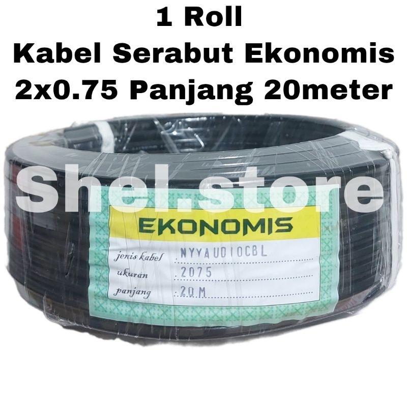 KABEL AUDIO EKONOMIS NYY 2 x 0.75 HITAM PUTIH 20 Meter KABEL LISTRIK SERABUT EKONOMIS KABEL AUDIO