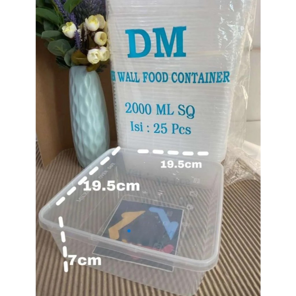 Samiafdol_ Isi 25Pcs Thinwall Kotak Makan Plastik 2000 Ml 3000Ml Tempat Box Nasi Microwave Food