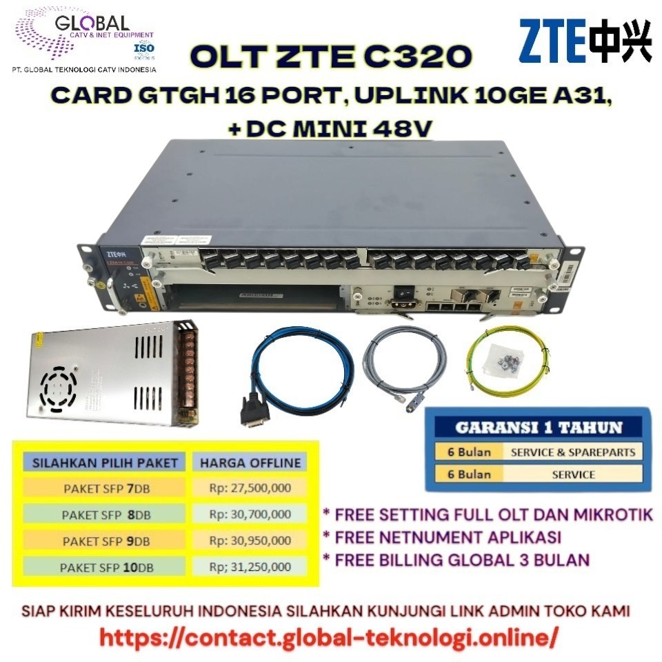 OLT GPON ZTE C320 CARD GTGH 16 PORT, UPLINK 10GE A31 + DC MINI 48 PORT