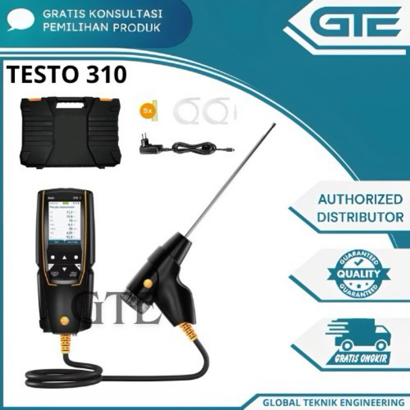 Newest version testo 310 II portable digital flue gas analyzer, O2, CO, CO2 flue gas analyzer testo 