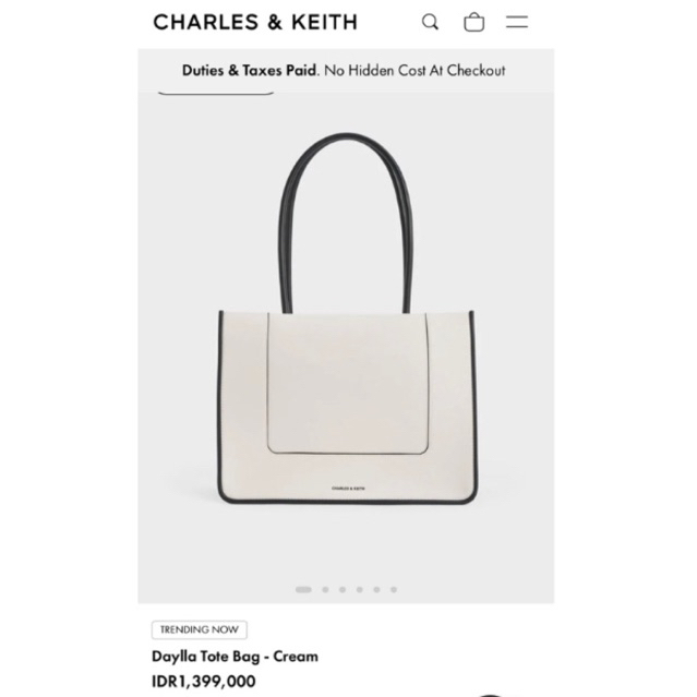 Daylla Tote Bag Cream Charles & Keith NEW Original