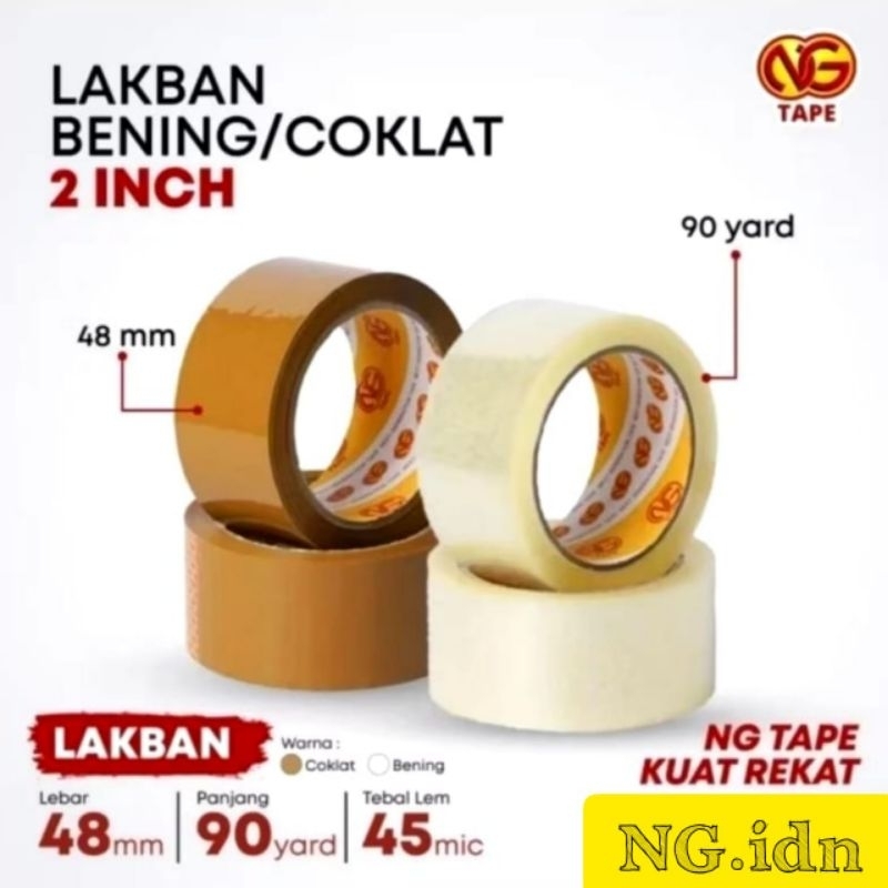 

[NG TAPE] - Lakban 48 mm 90 yard 45 Micron - Lakban Bening & Coklat