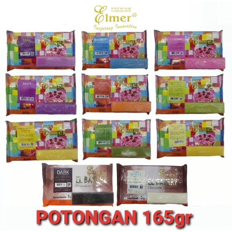 

ELMER COKLAT COMPOUND POTONGAN 165gr BANANA BLUEBERRY DARK GRAPE GREEN TEA LEMON MELON ORANGE STRAWBERRY TARO WAHITE