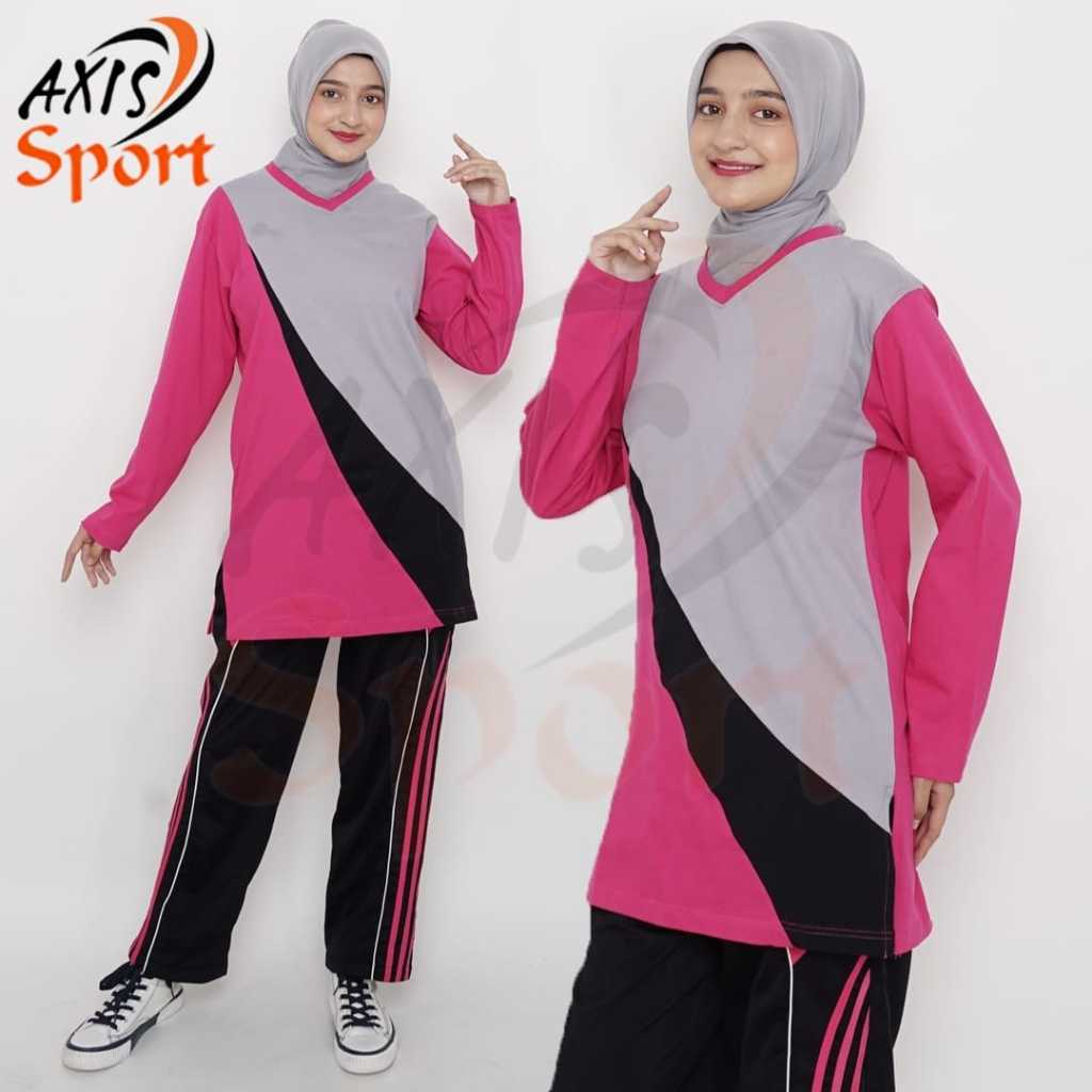 Ay00 setelan olahraga tunik wanita muslimah / seragam senam model tunik wanita /seragam olahraga