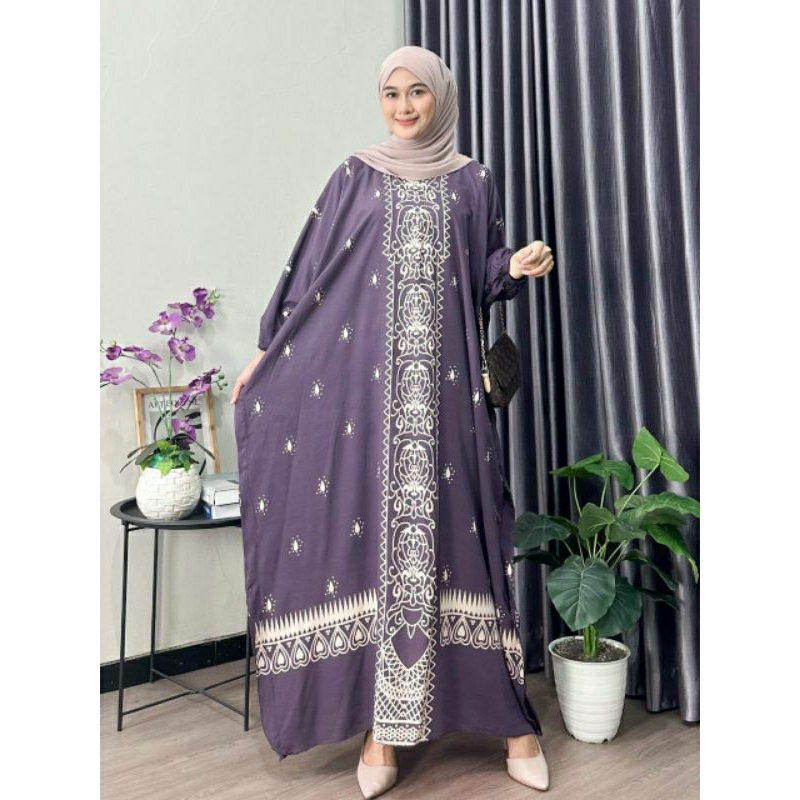 Kaftan Motif Umi Rayon Tebal Ld 170 cm Kaftan Panjang Nyaman Muslim Fashion