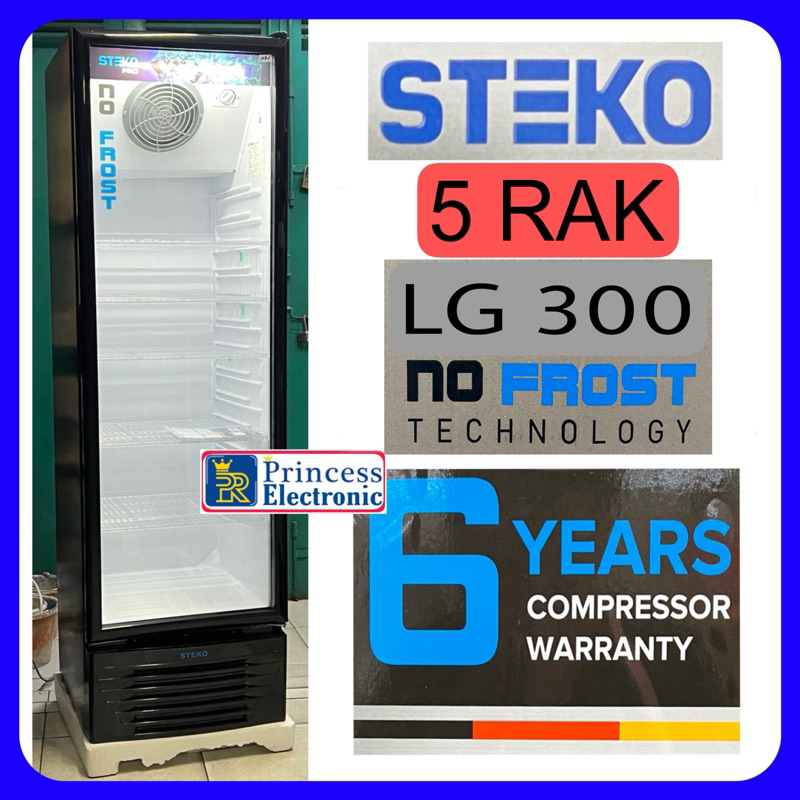 SHOWCASE STEKO 5 Rak LG 300 270 Liter pendingin minuman tanpa bunga es