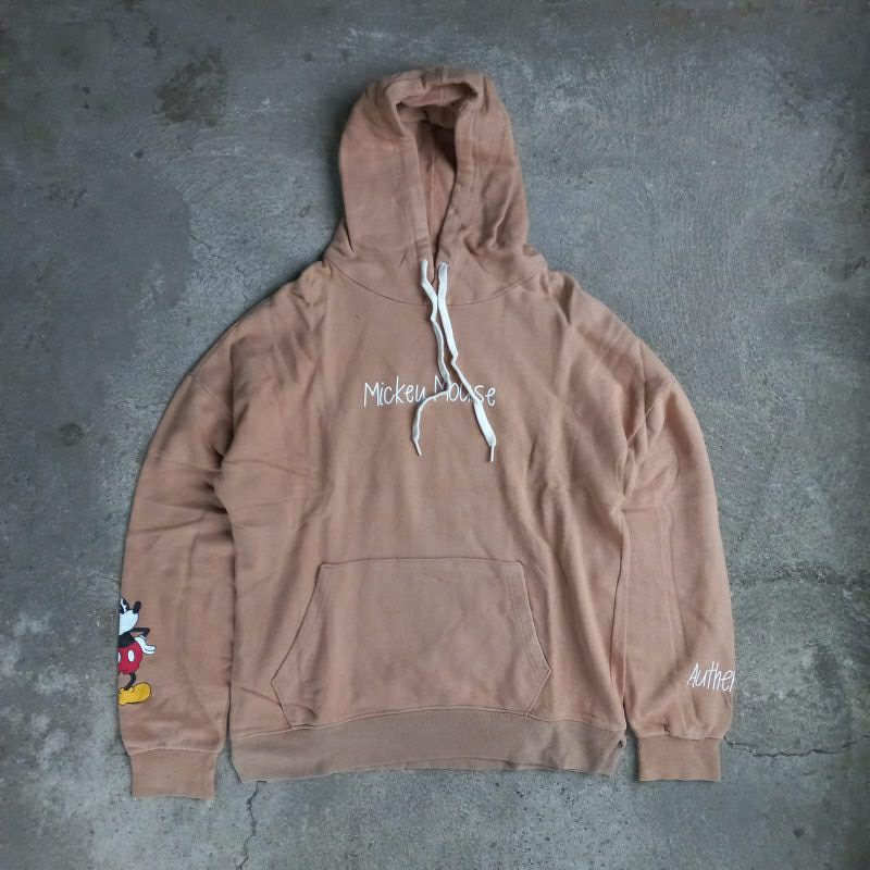 Disney Hoodie Micky Mouse Brown Hoodie Boxy Coklat