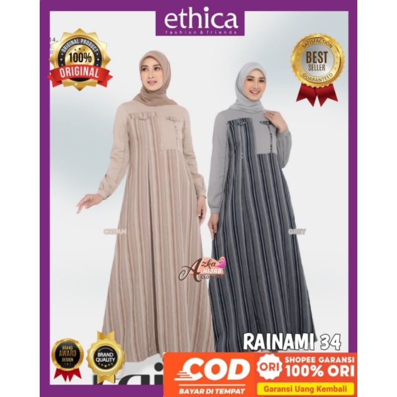 ETHICA Dress Muslimah Rainami 34 Ethica Original - Baju Gamis Terbaru 2025 - Dress Muslim Cantik - B