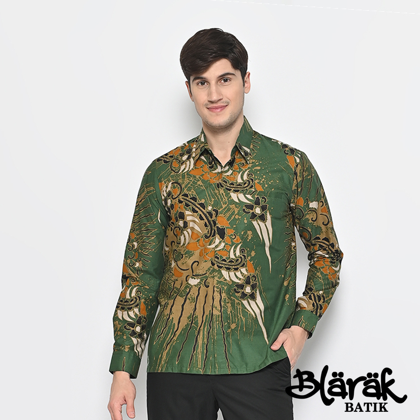 BLARAK - Kemeja Batik Blarak Pria Lengan Panjang Pancanaka Hijau